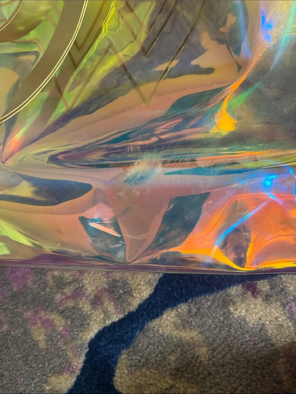 Hallmark Iridescent Holographic Tote with Gold Handles